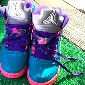 AIR JORDAN 5 RETRO GS TROPICAL TEAL PINK PURPLE 440892-307
